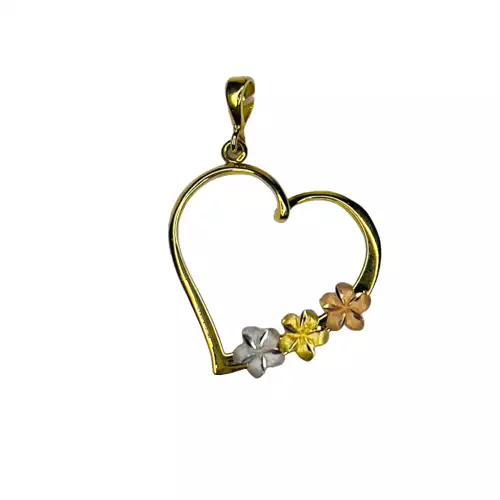 18K Heart Flower Pendant 2G