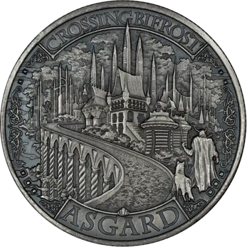Asgard 1-oz Silver Round Antique Finish Mythical Cities Series (2)